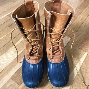 LL Bean Original Bean Boot - 10” Tan & Blue Size 8